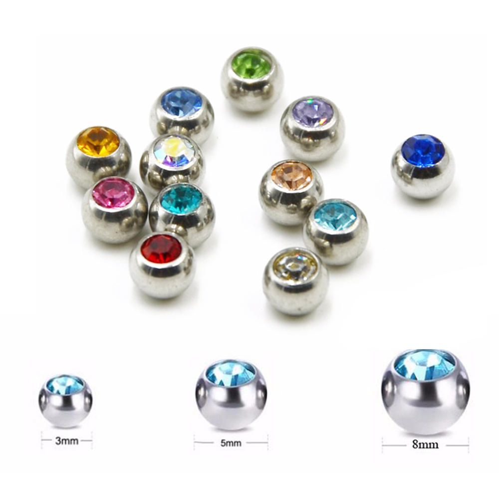 Bộ 60 Inox CZ Pha Lê Lỗ Vít Th - đánh giá và giá Body Jewelry Replacement Ball