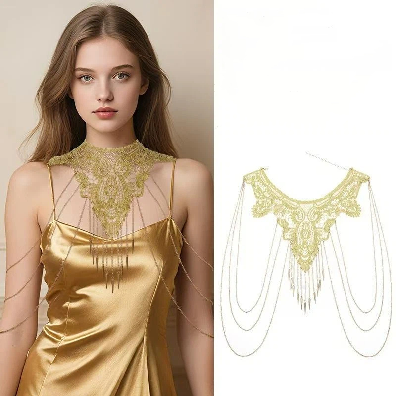 Gold Lace Trim Multi-Layer Fas - đánh giá và giá Body Jewelry Necklace