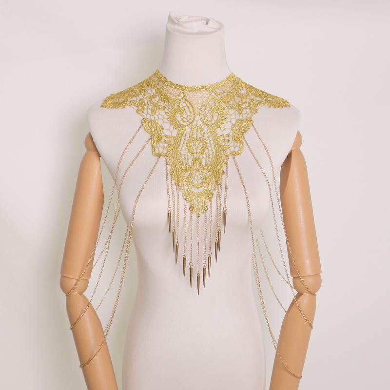 Gold Lace Trim Multi-Layer Fas - đánh giá và giá Body Jewelry Necklace