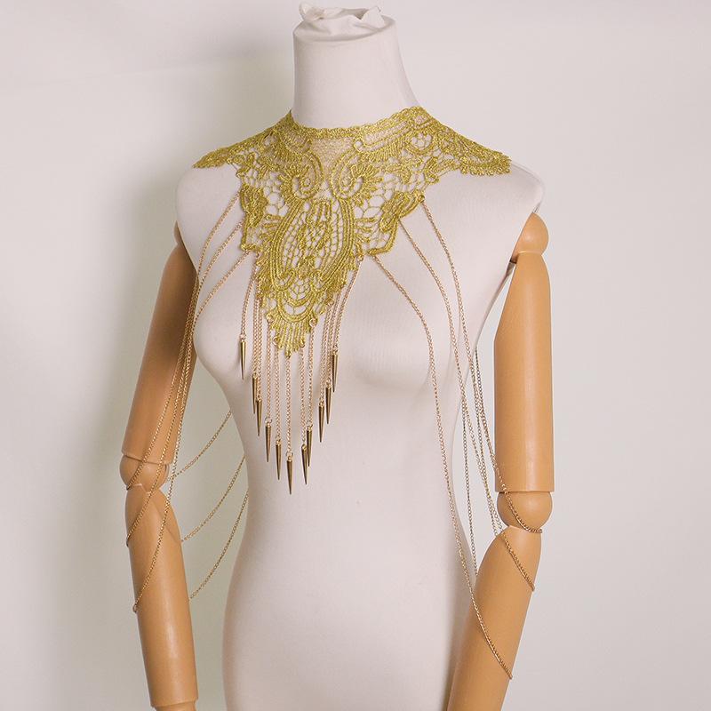 Gold Lace Trim Multi-Layer Fas - đánh giá và giá Body Jewelry Necklace