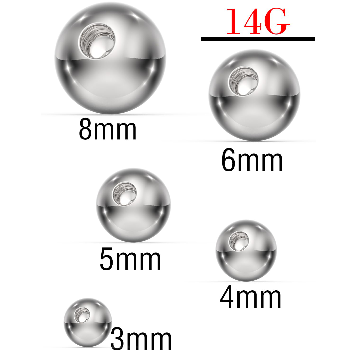 14G 3mm 4mm 5mm 6mm 8mm Extern - đánh giá và giá Body Jewelry Replacement Ball
