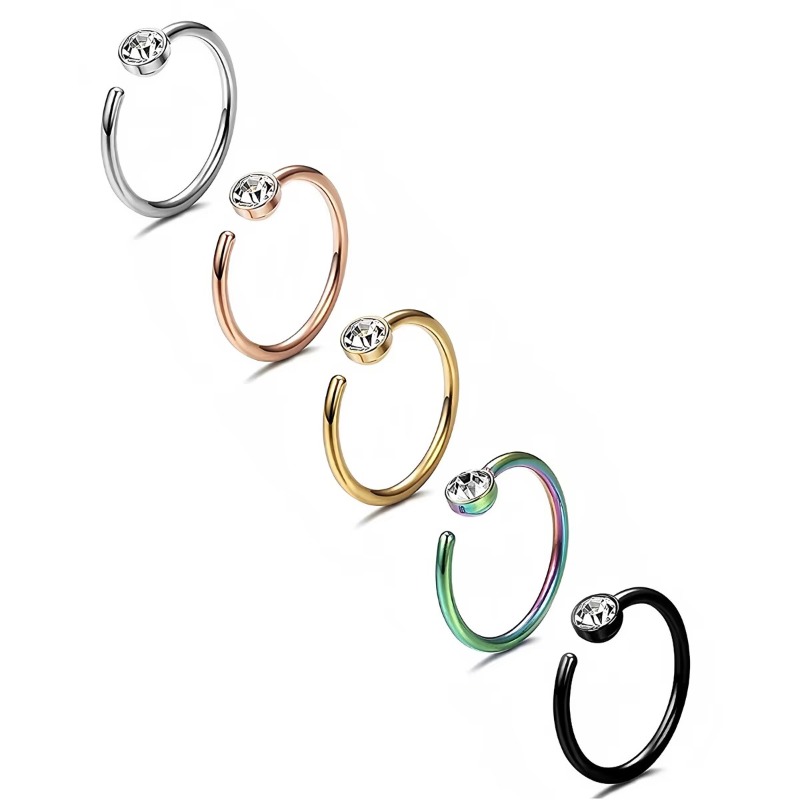 5pcs 18G Nose Rings C-Shaped N - đánh giá và giá Body Jewelry Surgical Steel