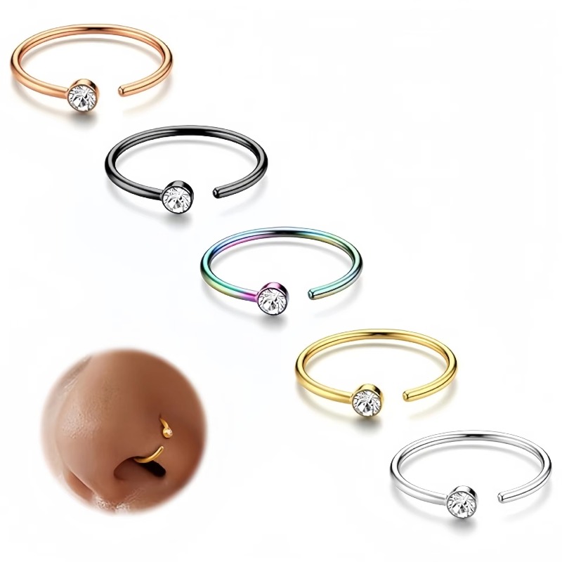 5pcs 18G Nose Rings C-Shaped N - đánh giá và giá Body Jewelry Surgical Steel