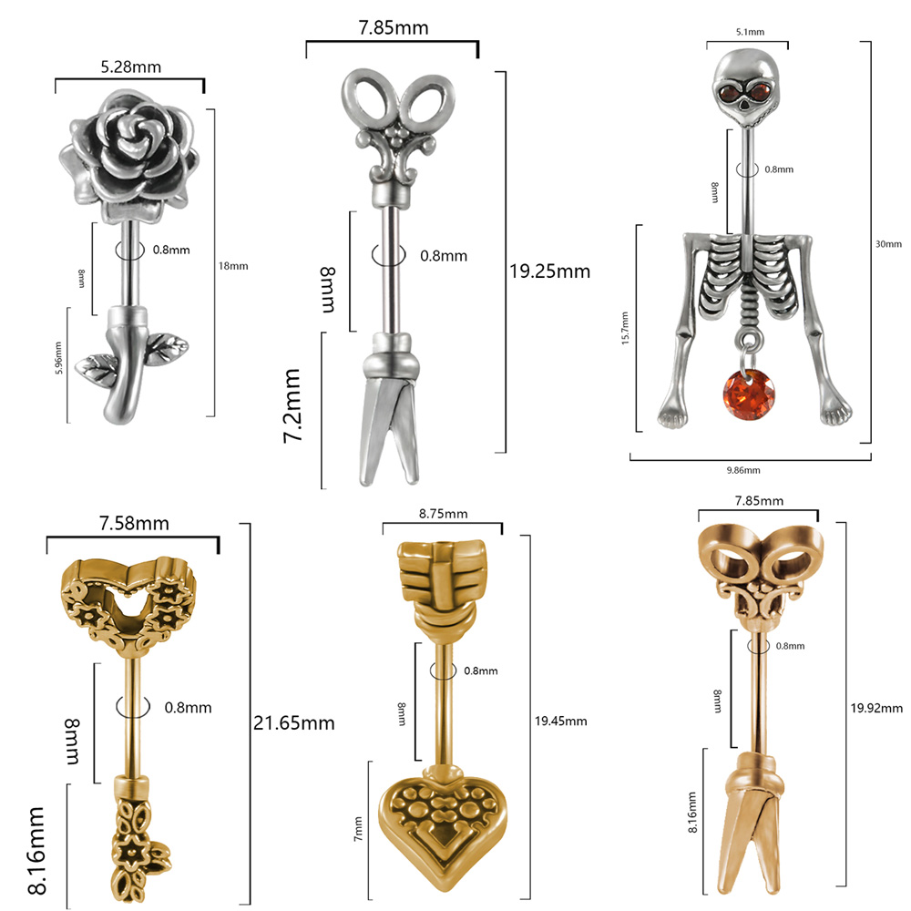1PC Vintage Surgical Steel Ske - đánh giá và giá Body Jewelry Surgical Steel