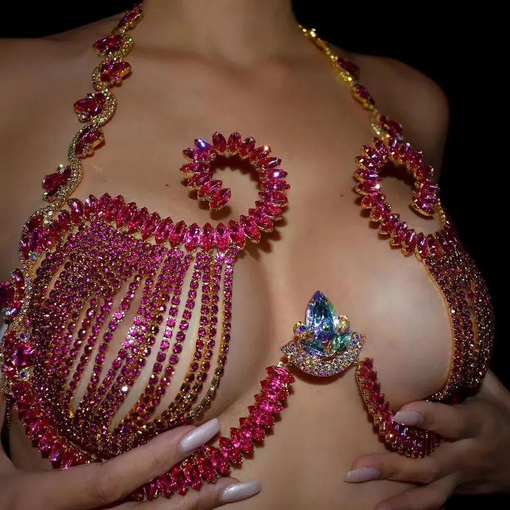 Rave Pink Crystal Chest Bracke - đánh giá và giá Body Jewelry Retainers