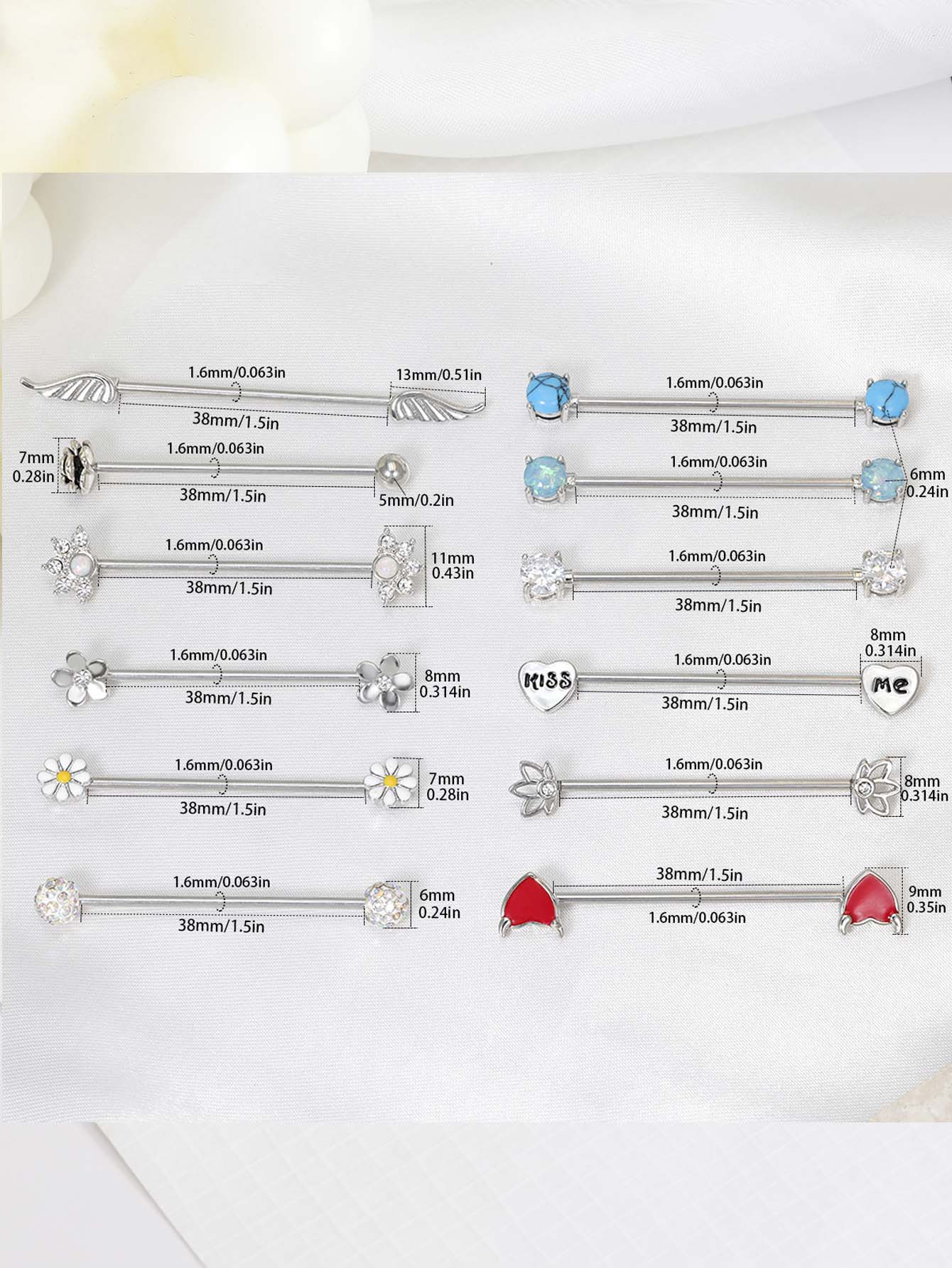 16G Arrows Hearts Industrial B - đánh giá và giá Body Jewelry Surgical Steel