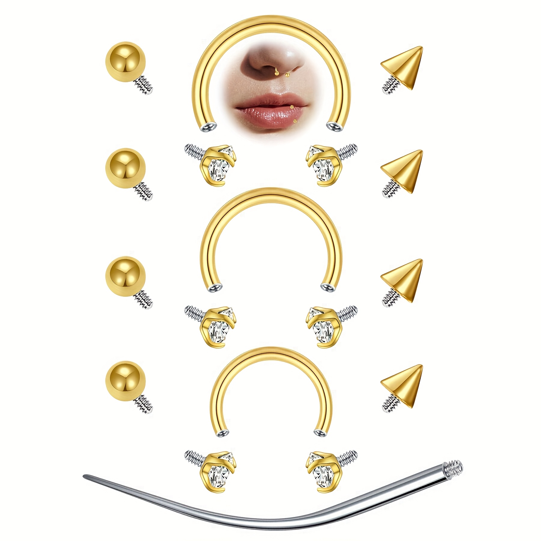 12pcs 16G Horseshoe Septum Rin - đánh giá và giá Body Jewelry Replacement Ball